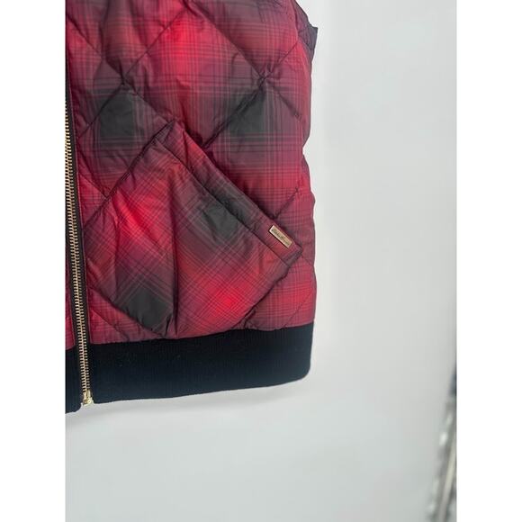 Eddie Bauer Womens Retro 1936 Skyliner Red Plaid 80% Down Puffer Zip Vest Large - Picture 2 of 10